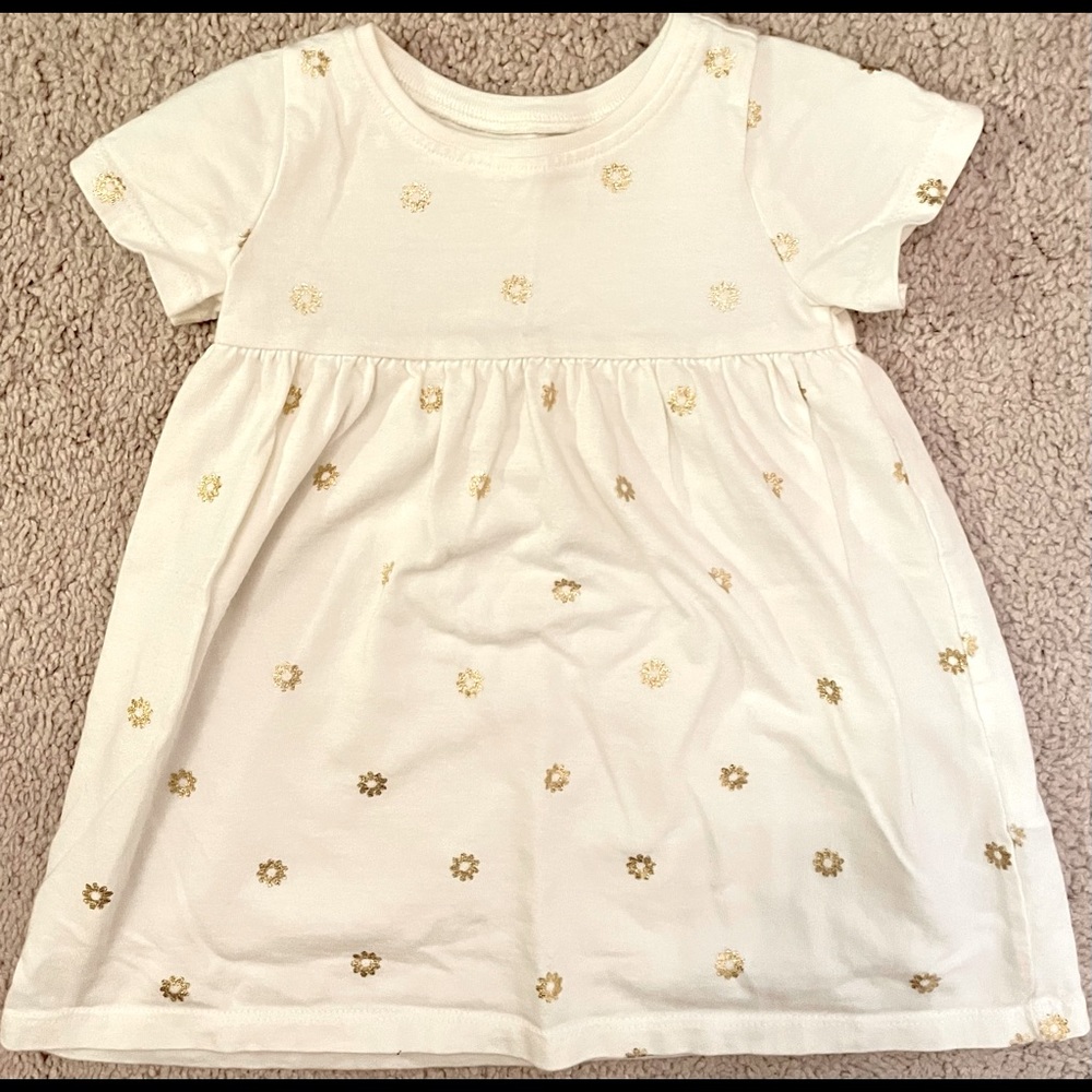 Old Navy cream & gold dress size 6-12 mos